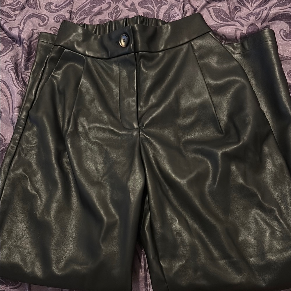 Black Leather Women's Trousers